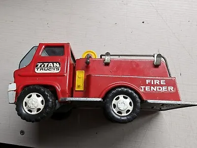 Old Metal Tin Toy Fire Truck Louis Marx Titan Trucks • $14.93