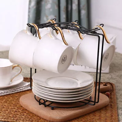 6 Cup Coffee Mug Tree Holder Storage Rack Organizer Stand Kitchen Tea Key Hanger • £9.23