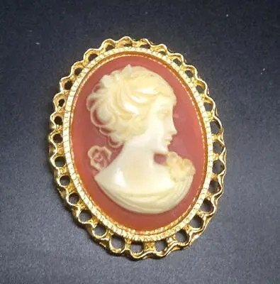 Vintage Resin Cameo Brooch 1960s • $8.95