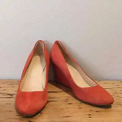 J. Crew Made In Italy Martina Red Suede Wedges Women's Size 9 • $45