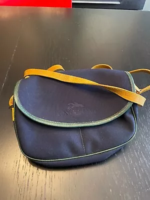 Longchamp Handbag / Purse In Navy Blue Fabric With Leather Strap • $24