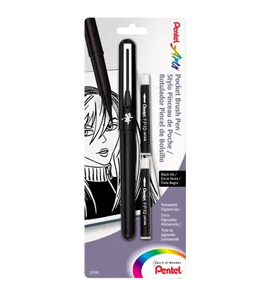 Pentel Pocket Brush Pen+2 Refills. Black Grey Or Sepia Ink. Manga Drawing Art • $12.42