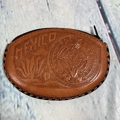 Mexico Souvenir Change Coin Pouch Purse Bag Brown Zipper Closure - 4.5  X 3  • $9.09