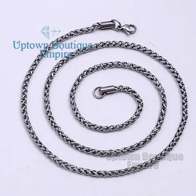 18-36  Silver Stainless Steel 3.5 Mm Chain Necklace For Men's Wheat Braided • $11.19
