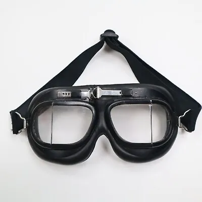 Genuine Vintage Black Leather Motorcycle Goggles • $69.99