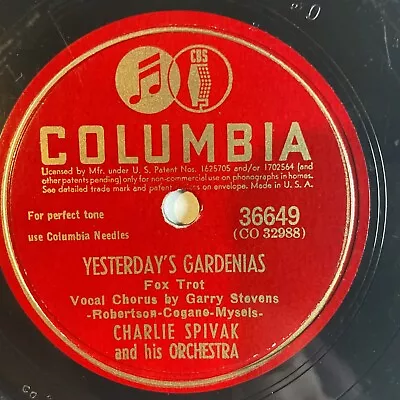 10  78 RPM-Charlie Spivak-White Christmas/Yesterday's Gardenias/Columbia 36649 • $10
