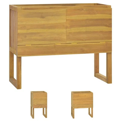 Solid Wood Teak Bathroom Cabinet Storage Unit Cupboard Multi Sizes VidaXL • £76.99