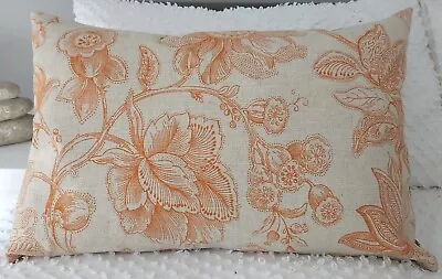 Handmade Designers Guild Orange Flower Linen Cushion Cover 60x40  NEW • $35