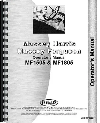 Massey Ferguson 1505 1805 Tractor Operators Manual (MH-O-MF1505+) • $25.99