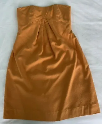 Miguelina Strapless Mini Silk Noil Dress Size XS Papaya Orange Corset Style Top • $49.95