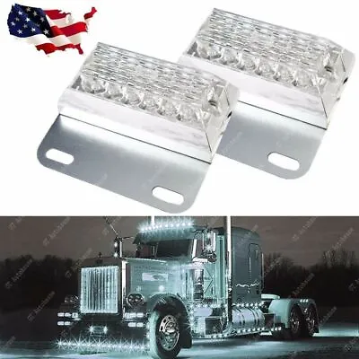 Pair White 12-LED Truck Trailer Side Marker Lights For Commercial Vehicles • $8.09
