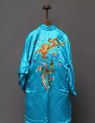 Antique Chinese Qing Dynasty Silk Embroidery Textile Jacket Robe |Chinese Style • $195