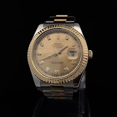 Rolex DateJust II 116333 Two Tone Champagne Diamond Dial 41mm • $12500