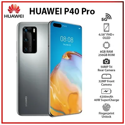 (New&Unlocked) Huawei P40 Pro 5G SILVER 8GB+256GB Dual SIM Android Mobile Phone • $1169
