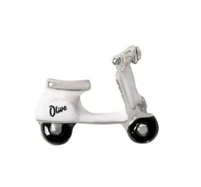 Authentic Origami Owl WHITE O2 “OLIVIA” VESPA SCOOTER BIKE Floating Enamel Charm • $4.99