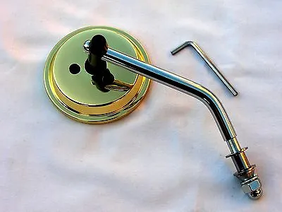 Brass Plated 3 Inch Mini Mirror Wih Chrome Stem & Hardware HD Bobber Custom • $29.99