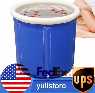 $36.57 • Buy Bathtub Water Tub Folding Indoor Outdoor Portable Adult Spa Bath Bucket Blue