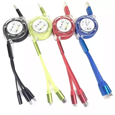 Retractable 3 In 1 Multi USB Charger Charging Cable -8 Colours - UK Seller • £3.69