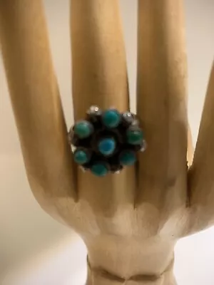 Vintage Round Blossom Turquoise Ring Size 5 • $25