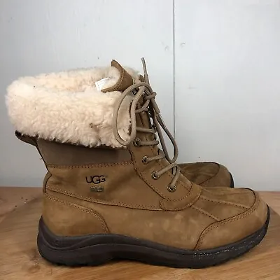 UGG Boots Womens 11 Adirondack II1 Brown Leather Shearling Lined Waterproof Shoe • $59.97