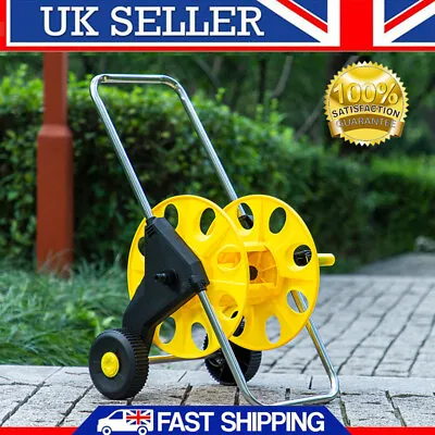Garden Hose Pipe Reel Cart Max 60m Capacity Portable Free Standing Holder • £24.79