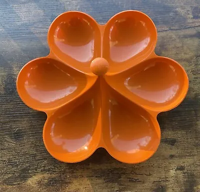 Vintage Orange Melamine Flower Power Lazy Susan Mid Century Modern Turntable • $75