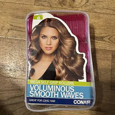 NEW CONAIR Mega 2 1/2” Self-Grip Rollers Voluminous Smooth Waves 6 Piece Set • $10.50