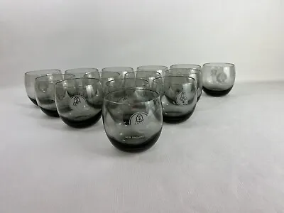 Lot/14 VTG New England Patriots NFL Smoked Glass Roly Poly Tumblers Glasses • $100