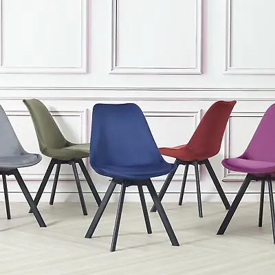 £52.99 • Buy Tulip Pyramid Velvet Dining Chairs With Black Metal Legs Home Multi-Color