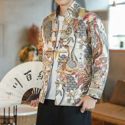 Chinese Men Clothing Coat Stand Collar Tops Big Size Tang Traditional Clothes • $85.39
