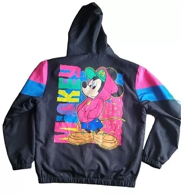 $29.99 • Buy Retro 90s VTG Mickey Mouse Disney Jacket Hoodie Windbreaker Colorblock Pullover 