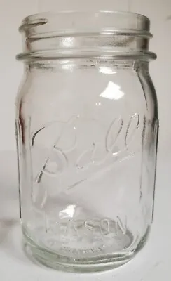 Genuine Ball Sculpture Glass Embossed Fruit Pint  Clear Mason Jar Regular Mouth • $18