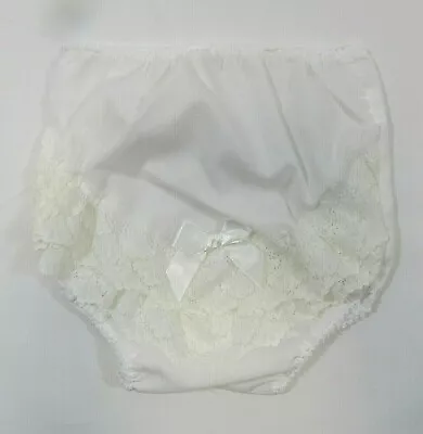 Baby Infant Clothes Girl Girls Cream Frilly Elasticated Pants Knickers Bow Frill • £4.91