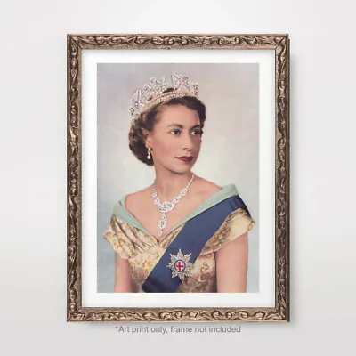 Queen Elizabeth II Memorial Vintage Portrait Art Print Poster 1953 Coronation • £14.99