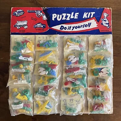 Vintage Do It Yourself Plastic Puzzle Kit Toy Lot 24 Old Store Display Card Toys • $199.99