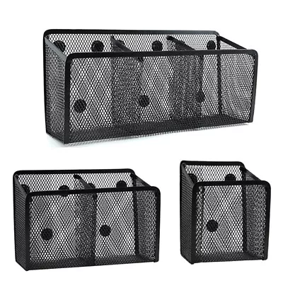 Metal Wire Mesh Magnetic Basket Pen Pencil Storage Box Makeup Organizer Blackboa • £7.52