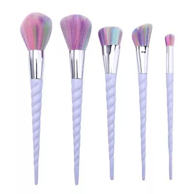 $10 • Buy 5 Piece Unicorn Brush Set Professional Fiber Makeup Brush Multi Task Rainbow