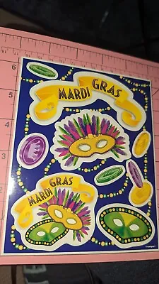 Mardi Gras Party Stickers Masks Beads 1 Sheet Unique • $2.50