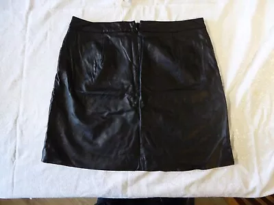 NEW M&S Leather Effect Black Mini Skirt Size 12 • £15