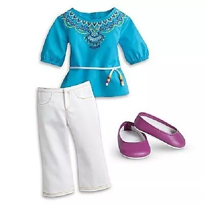 American Girl Saige TUNIC OUTFIT Retired Top Pants Shoes F4691 • $61.66