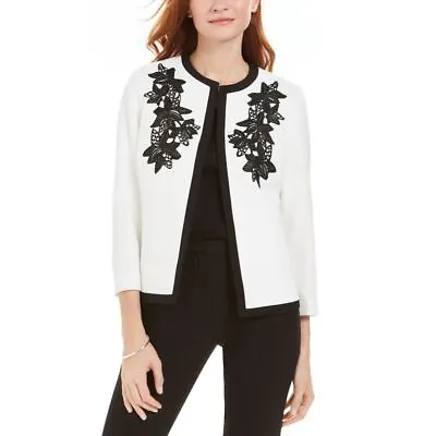 KASPER NEW Women's Embroidered-applique Flyaway Blazer Jacket Top 12 TEDO • $27.99