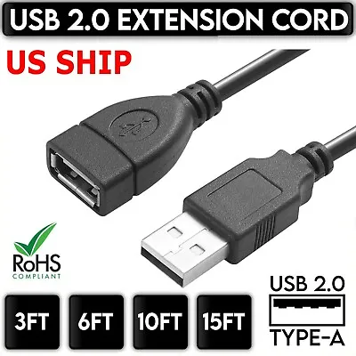 High-Speed USB To USB Extension Cable USB 2.0 Adapter Extender Cord Male/Female • $4.95
