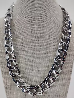 Vintage Monet Silver Tone Double Curb Link Necklace 21  • $42.95