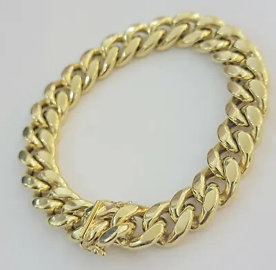 14k Yellow Gold Bracelet Mens Miami Cuban Link 13mm 8.5 Inch Box Clasp REAL • $2480