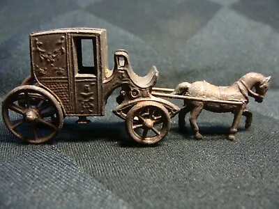 Vintage Cast Miniature Finely Crafted Horse And Carriage Marked France • $25