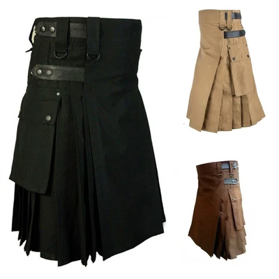 $40.99 • Buy Scottish Men Traditional Highland Dress Utility Kilt Pleated Tartan Wrap Skirts