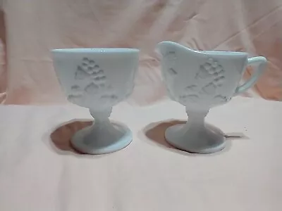 Vintage Indiana Glass  - Milk Glass  - Cream & Sugar Colony  - Grape Pattern • $10