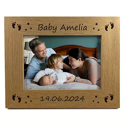 Newborn Baby 7x5 Personalised Frame Gift For New Mum Dad Baby Shower Christening • £7.99