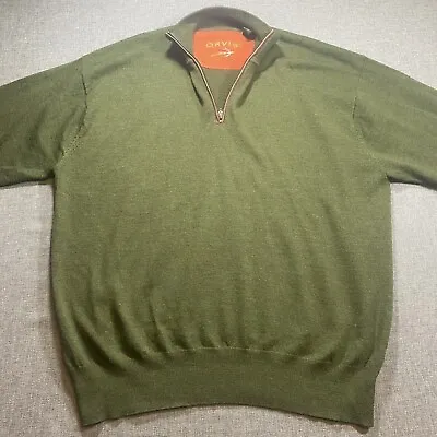 Orvis Wool 1/4 Zip Pullover Sweater Mens Size XL Green Mock-Neck • $22.99