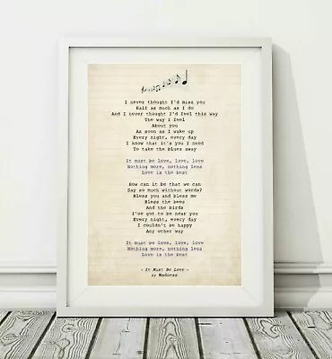£6.95 • Buy Madness - It Must Be Love - Song Lyric Art Poster Print - Sizes A4 A3